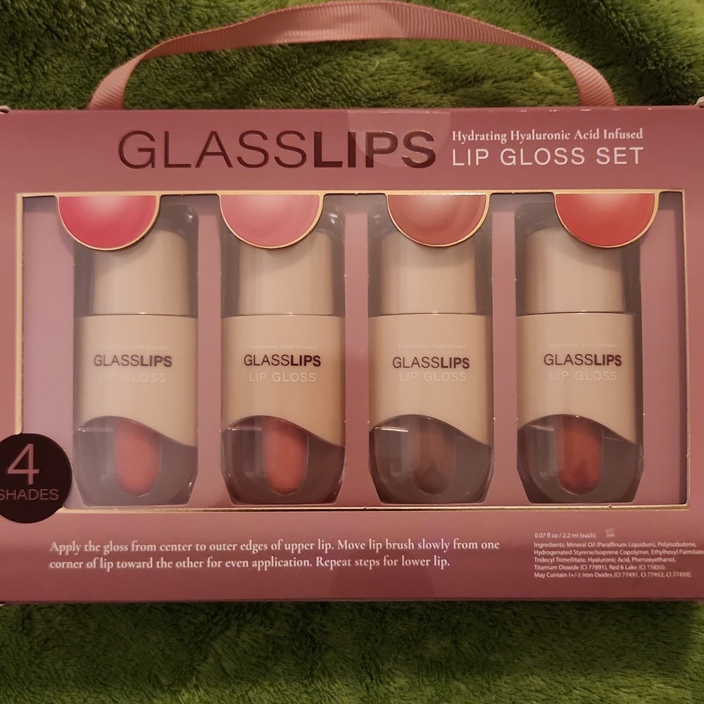 GLASSLIPS Hydrating Lip Gloss Set - 4 Shades Infused With Hyaluronic Acid